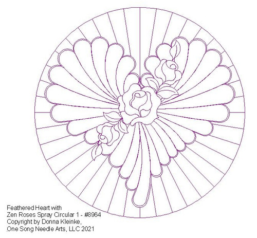 8964 - Feathered Heart with Zen Roses Spray Circular 1