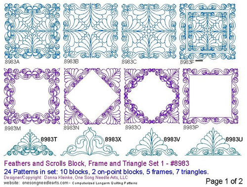 #8983 - Feathers and Scrolls Block, Frame and Triangle Set 1 - Image 1