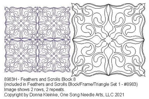Feathers and Scrolls Block 8 - #8983H (included in Feathers and Scrolls Block, Frame and Triangle Set 1 - #8983/Set1)  (Incl in Block Pkg #1-Simple-Density)