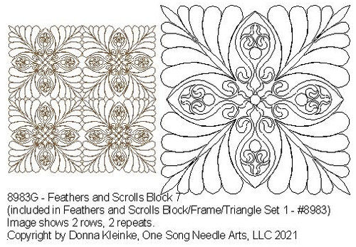 Feathers and Scrolls Block 7 - #8983G (included in Feathers and Scrolls Block, Frame and Triangle Set 1 - #8983/Set1) (Incl in Block Pkg #2-Mid-Density)