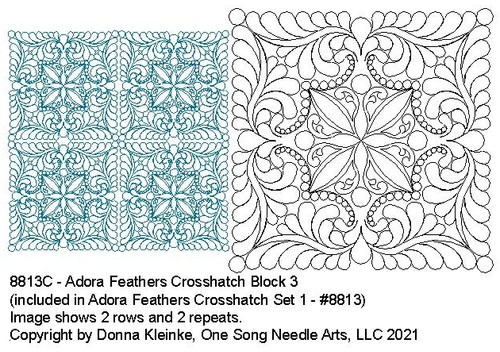 Adora Feathers Red Crosshatch Block 3 - #8813C (included in Adora Feathers Red Crosshatch Set 1 - #8813/Set1) - VP40