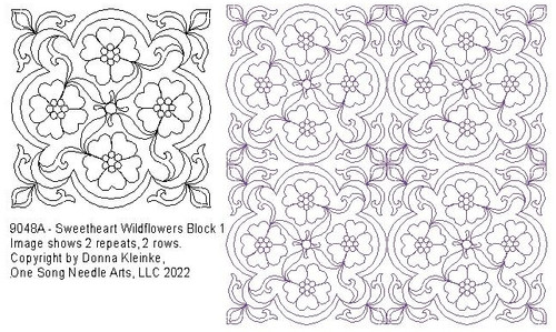Sweetheart Wildflowers Block 1 - #9048A (in Pkg #3 - Sept 2022) (Incl in Block Pkg #2-Mid-Density)