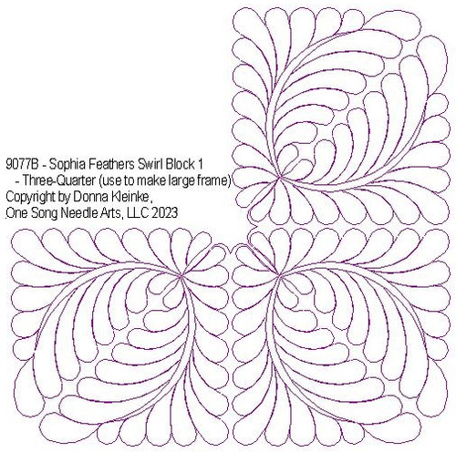 Sophia Feathers Swirl Block 1 - Three-Quarter - #9077B (in Pkg #6-Feb 2023-A) - VP40