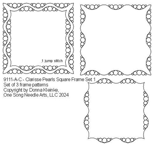 Clarisse Pearls Square Frames Set 1 - # 9111A-C (In Pkg #8-Jan-2024-A) (Incl in Frames Pkg #1-Simple-Density)
