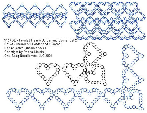 Pearled Hearts Border and Corner Set 2 (#9124DE) (In Pkg #9-Feb-2024-A) (Incl in BOR-COR PKG #1-SIMPLE)