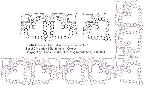 Pearled Hearts Border and Corner Set 1 (#9124AB) (In Pkg #9-Feb-2024-A) (Incl in Border-Corner Pkg #1-Simple)