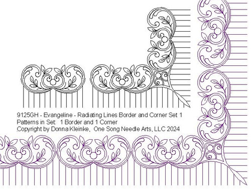 Evangeline-Rad Lines Border and Corner Set 1  - #9125GH (In Pkg #10-March 2024-A)