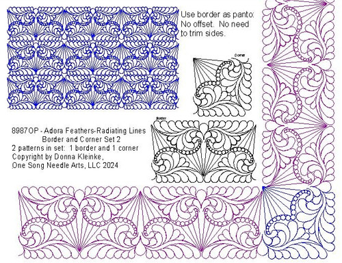 Adora Feathers-Radiating Lines Border and Corner Set 2 - #8987OP (In Pkg #13-April 2024-B) (Incl in BOR-COR PKG #3-MID-DENSITY)
