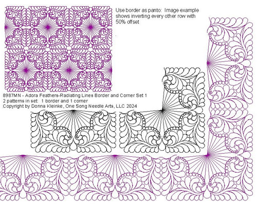 Adora Feathers-Radiating Lines Border and Corner Set 1 - #8987MN (In Pkg #13-April 2024-B)  (Incl in BOR-COR PKG #4-ALL-DENSITIES)