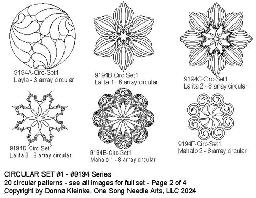 CIRCULAR PATTERN SET #1 - 20 Patterns - #9194 Series - One Song Needle Arts