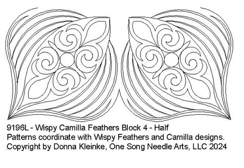 Wispy Camilla Feathers Block 4 Half - #9196L  (included in Wispy-Camilla Set #1 - 9196 Series)