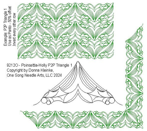 Poinsettia-Holly P2P Triangle 1 - #9212O  (included in Poinsettia-Holly Set #1 - 9212 Series)  (Incl in Triangles-Pkg#2-P2P)