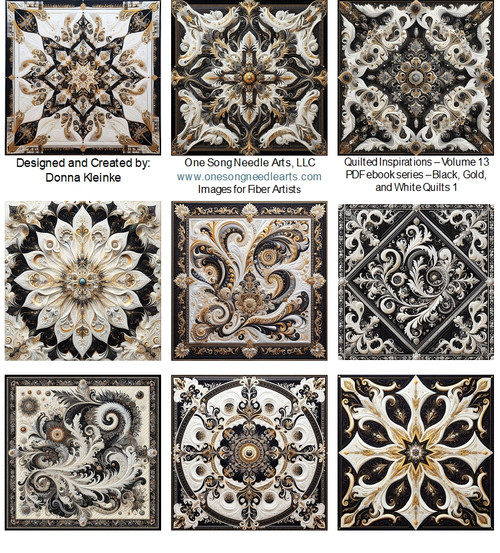 BLACK, GOLD, WHITE QUILTS 1 - QUILTED INSPIRATIONS - PDF E-BOOK #13