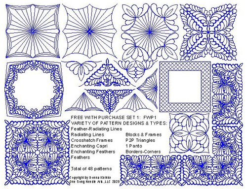 FREE WITH PURCHASE SET #1 (FWP1) - Variety of 48 patterns -  ** See TERMS/INFO in Description below **