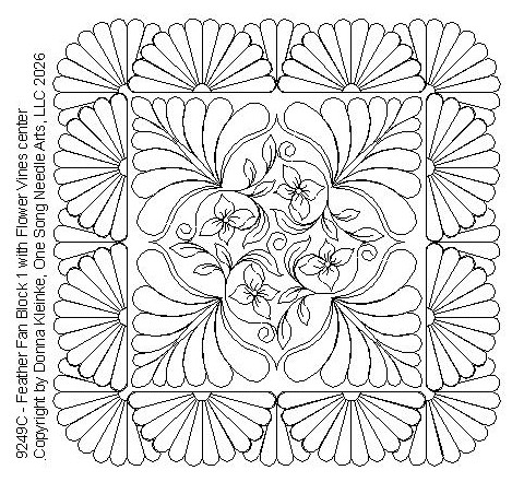 Feather Fans Block 1 - Flower Vines center - #9249C