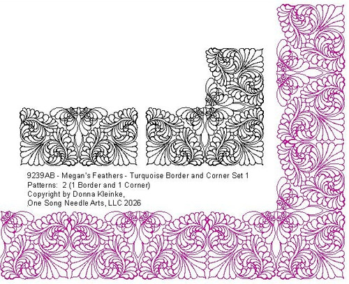 Megan's Feathers - Turquoise Feathers Border and Corner Set 1 - #9239AB