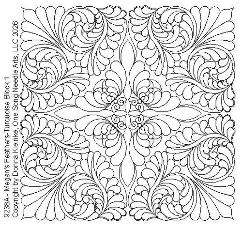 Megan's Feathers - Turquoise Feathers Block 1 - #9238A