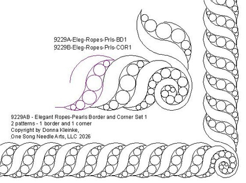 Elegant Ropes-Pearls Border-Corner Set 1 - #9229AB