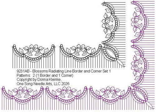 Blossoms Radiating Lines Border-Corner Set 1 - #9231AB
