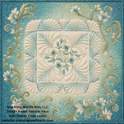 Feather Fans Block 1 - Flower Vines center - #9249C
