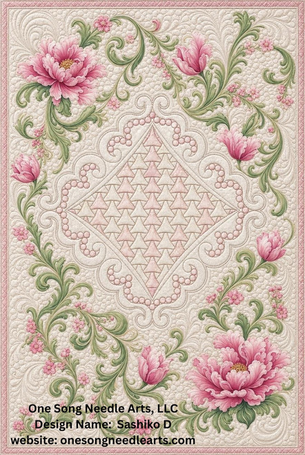 Petal Feathers - Sashiko D On-Point  Block 1 - #9252B