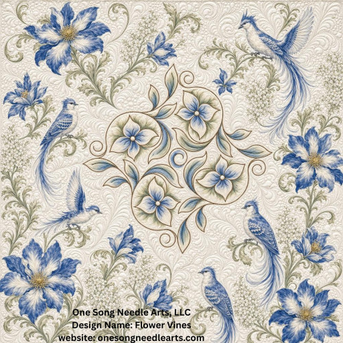Flower Vines 1 Block 3 - #7138-VP1 (Incl in Block Pkg #2-Mid-Density)