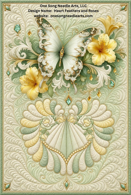 Heart Feathers and Roses Motif 1 - #8971 - VP14