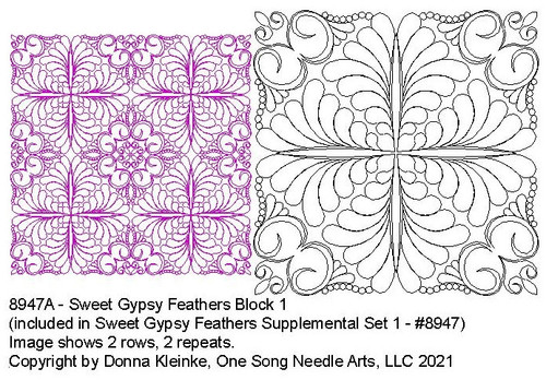 Sweet Gypsy Feathers Block 1 - #8947A (included in Sweet Gypsy Feathers Supplemental Set 1 - #8947/Set1) - VP48