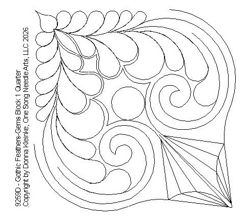 Gothic Feathers-Gems Block 1 - Quarter  - #9259D
