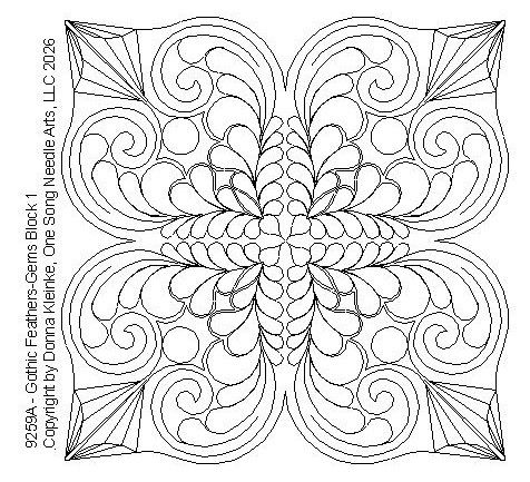 Gothic Feathers-Gems Block 1  - #9259A