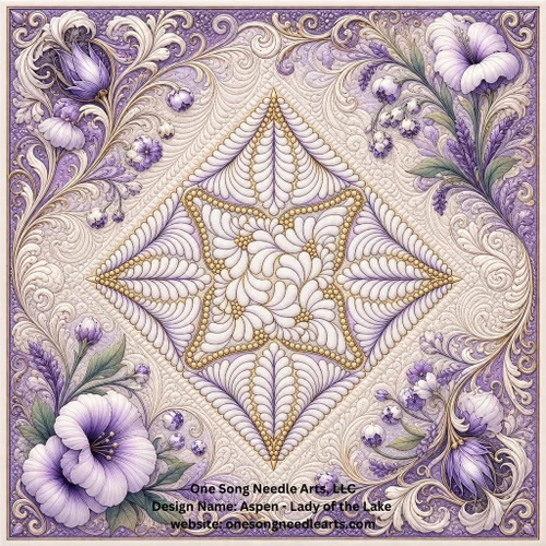 Aspen w/ Lady of the Lake Block 1 - #8982B (included in Aspen Feathers with Lady of the Lake Medallion, Block and Frame Set 1 - #8982)