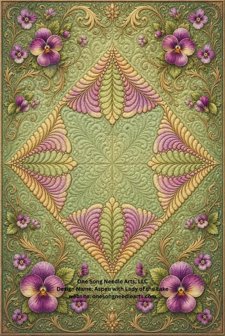 Aspen w/ Lady of the Lake Frame 1 - #8982C (included in Aspen Feathers with Lady of the Lake Medallion, Block and Frame Set 1 - #8982)