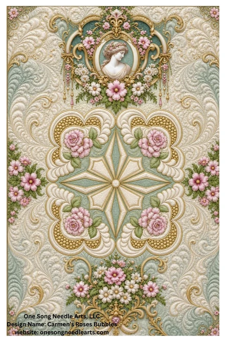 Carmen's Roses Bubbles Block 1 - #9079A (in Pkg #6-Feb 2023-A) - Starshine center design - VP11 (Incl in Block Pkg #3-Mid-Density)