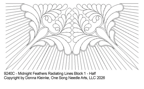 Midnight Feathers Rad Lines Block 1 Half - 9240C