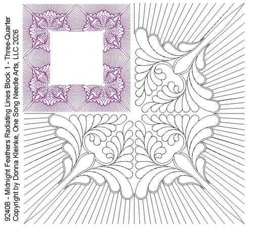 Midnight Feathers Rad Lines Block 1 - Three-Quarter - 9240B