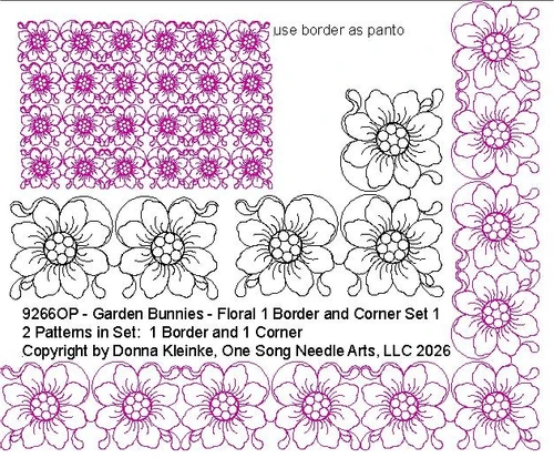 Garden  Bunnies - Florals 1 Border and Corner Set 1 - #9266op