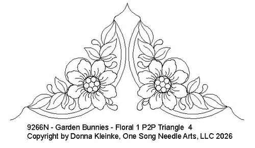 Garden  Bunnies - Florals 1 P2P Triangle 4 - #9266N