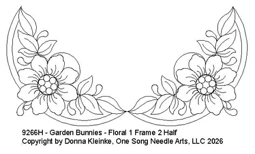 Garden  Bunnies - Florals 1 Frame 2 - Half - #9266H