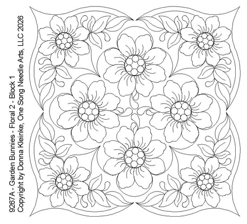 Garden  Bunnies - Florals 2 - Block 1 - #9267A