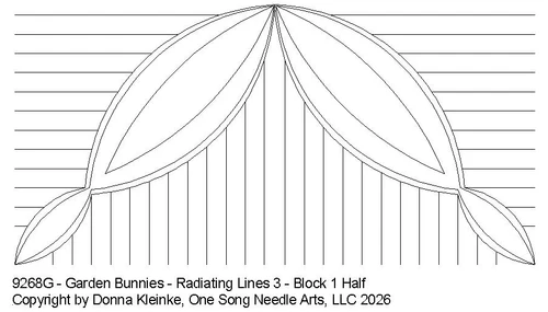 Garden Bunnies - Radiating Lines 3 - Block 1 Half - #9268G