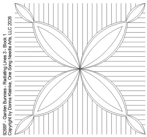 Garden Bunnies - Radiating Lines 3 - Block 1 - #9268F