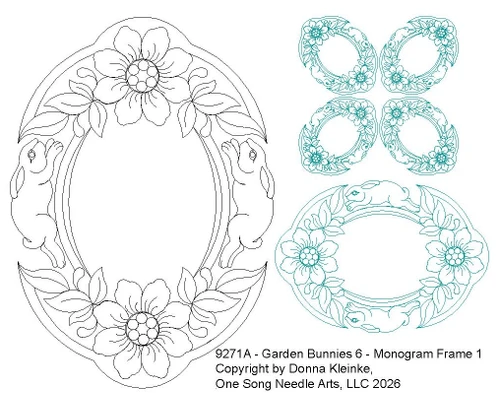 Garden Bunnies - 6 - Monogram Frame 1 - #9271A