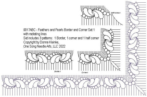 Feathers and Pearls Border and Corner Set 1 with radiating lines - #9017ABC/Set1 (Pkg: July 2022) Feathers and Pearls Border and Corner Set 1 with radiating lines - #9017ABC/Set1 (Pkg: July 2022)