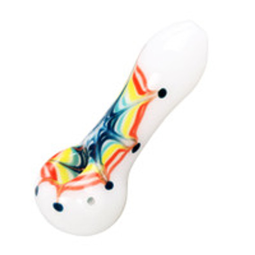 Rainbow Web Color Spiral Glass Hand Pipe | 4.5" | Colors Vary - #8487