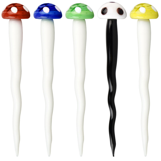 Toadstool Mushroom Twisted Glass Dab Tool - 5"