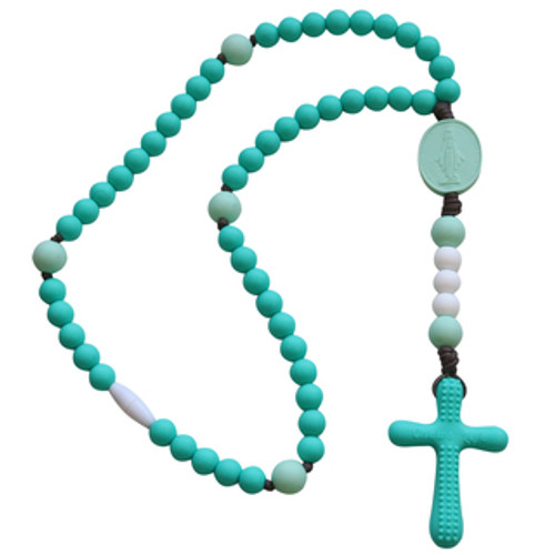Chews Life | Turquoise and Mint Miraculous Medal Rosary