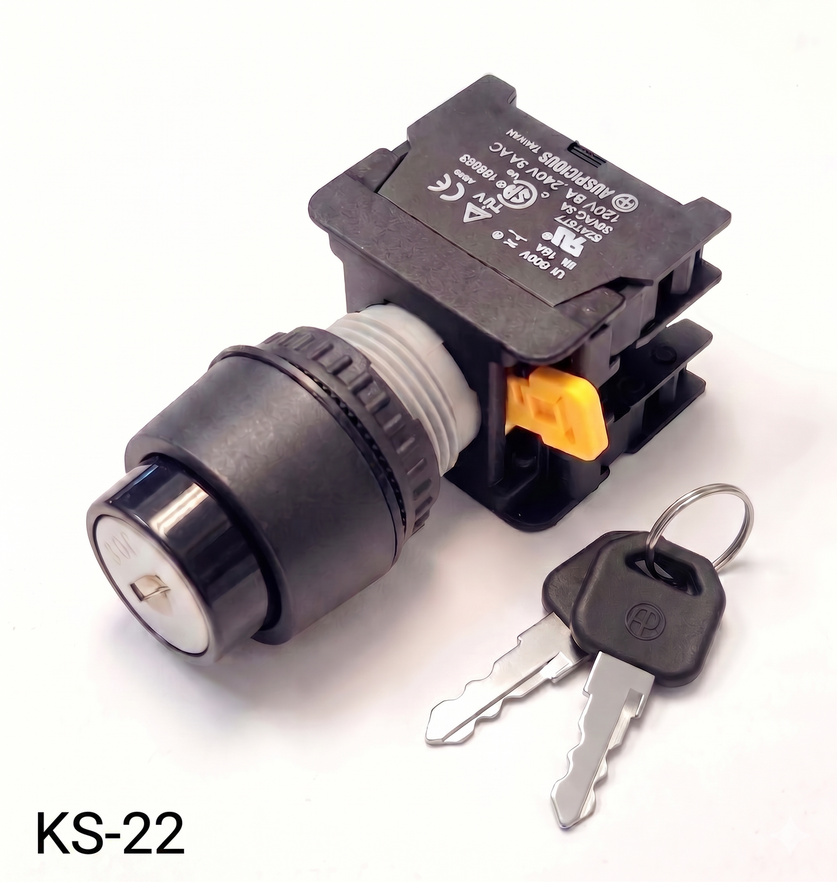 Auspicious KS-222 22mm KEY Selector Switch Maintained 1NC 1NO 2
