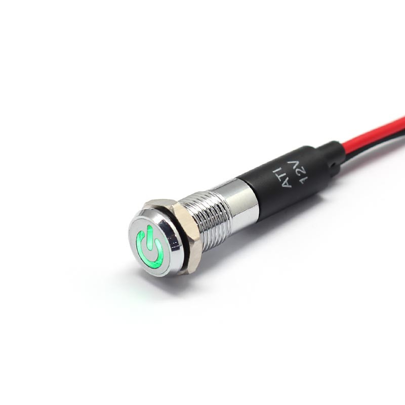 Alpinetech PL8MS 8mm 5/16" 12V LED Metal Indicator Dash Instrument ...