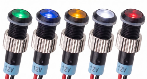 Alpinetech 6mm 1/4" 12V LED Metal Indicator Pilot Custom Dash Light Lamp with Black Bezel