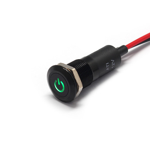 Alpinetech PLB12M 12mm Blue LED Indicator Light - 12V AC/DC, Metal Housing, For Dash, Panel, Signal (1/2" Mount)